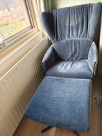 Jori Rapsody fauteuil met voetenbank - velours blauw, Huis en Inrichting, Fauteuils, Ophalen, Gebruikt, 75 tot 100 cm, Stof