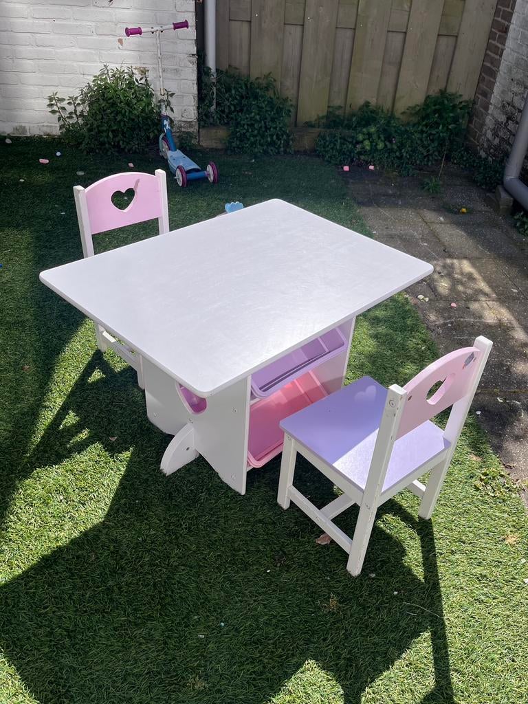 Kindertafel met 2 stoelen tafel kind Kidcraft met 4 bakjes, Kinderen en Baby's, Kinderkamer | Tafels en Stoelen, Ophalen, Gebruikt