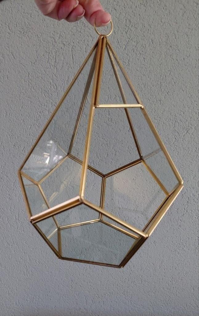 Geometrisch Terrarium Luchtplanter - Goudkleurig  - NIEUW, Ophalen of Verzenden, Nieuw, Goud, Metaal