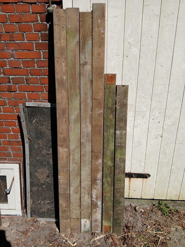 Schuttingpalen 8,5 x 8,5 cm dikte., Ophalen, Gebruikt, Minder dan 180 cm, Palen