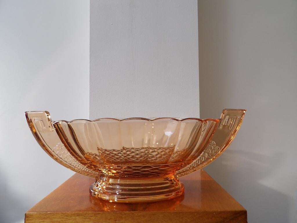 Art Deco Val st Lambert Coupe Romeo, peach/orange