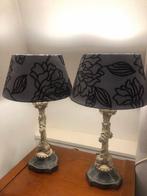 2 aparte schemerlampen brons , grijs ,incl lampenkappen zgan, Ophalen of Verzenden, Zo goed als nieuw, 50 cm of meer, Grijs