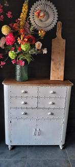 Industriële ladekast met houten blad, Overige houtsoorten, Gebruikt, 100 tot 150 cm, Ophalen of Verzenden