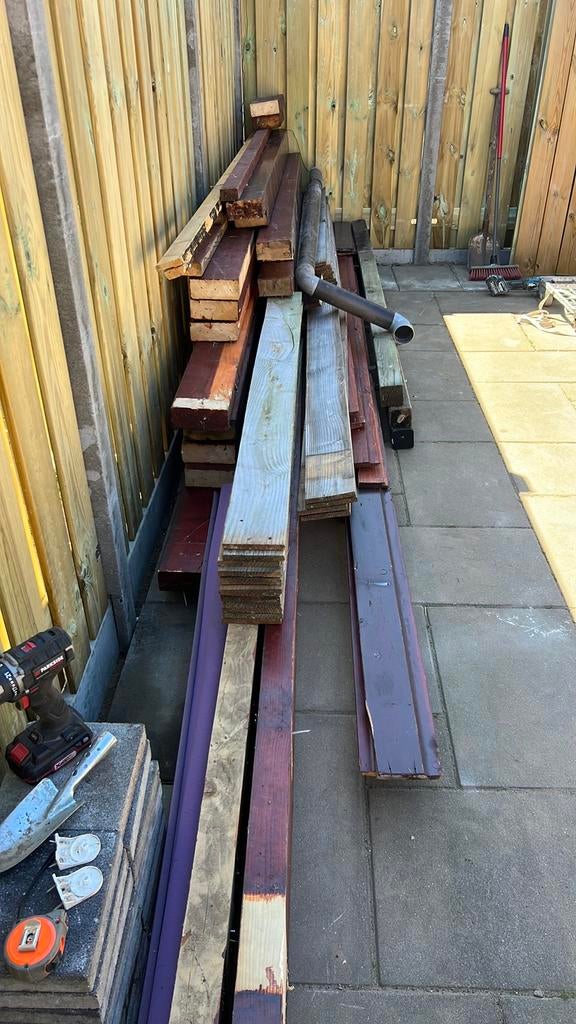 Overkapping vuren al gedrmonteerd +- 4.80x300, Ophalen, Gebruikt, Veranda