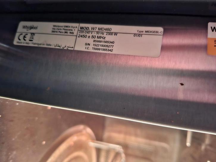 Combi oven inbouw whirlpool md460, Witgoed en Apparatuur, Ovens, Zo goed als nieuw, Inbouw, Minder dan 45 cm, 45 tot 60 cm, Hete lucht