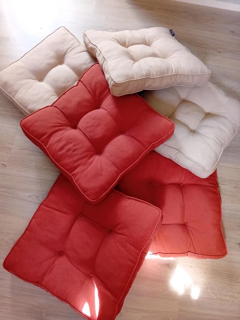 Set van 6 zitkussens - 45 x 45 cm, Ophalen of Verzenden