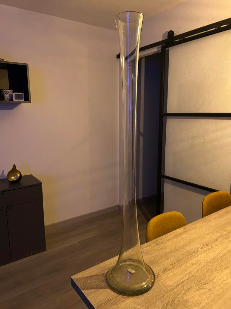 Grote glazen vaas, vloervaas, 100 cm hoog, Ophalen, Gebruikt, Overige kleuren, Glas