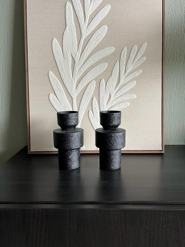 PTMD zwarte vaas setprijs, Ophalen of Verzenden, Zo goed als nieuw, Zwart, Minder dan 50 cm