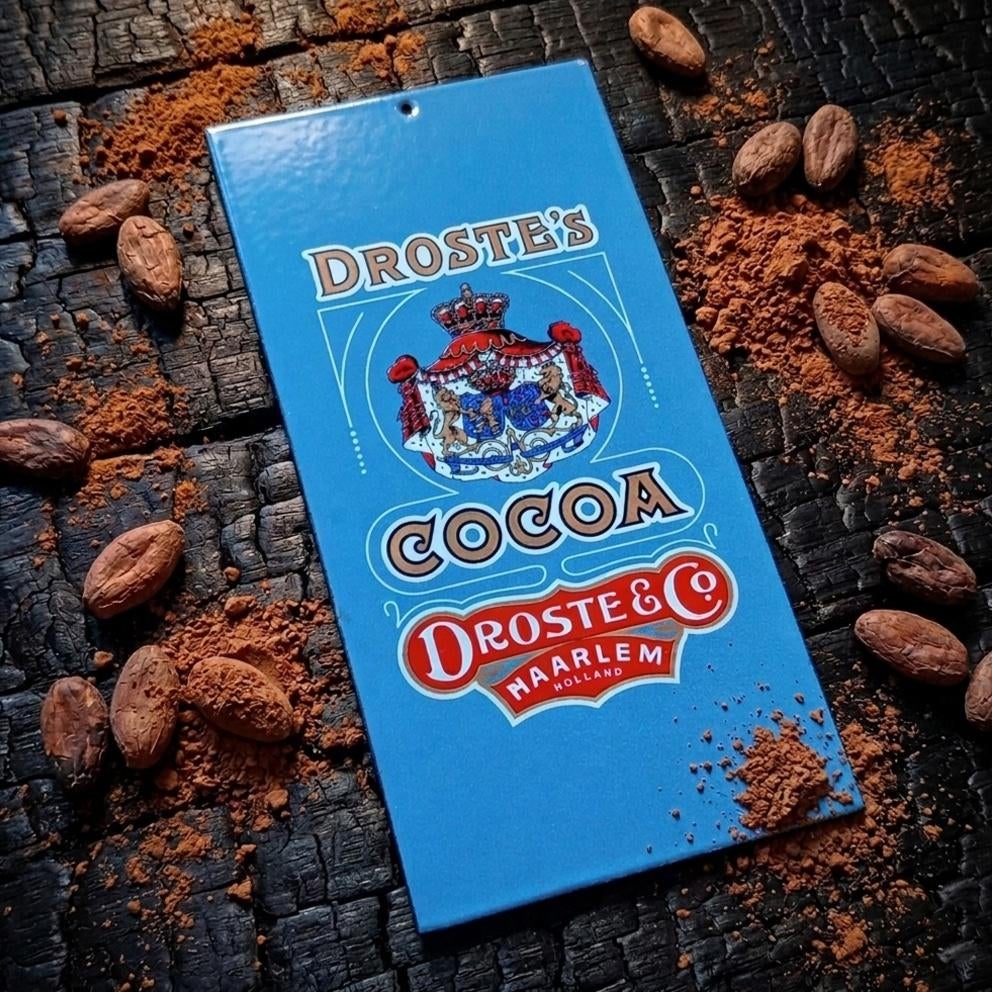 Emaille Wapenschild DROSTE Cacao Reclamebord Haarlem Vintage, Verzenden, Gebruikt, Reclamebord
