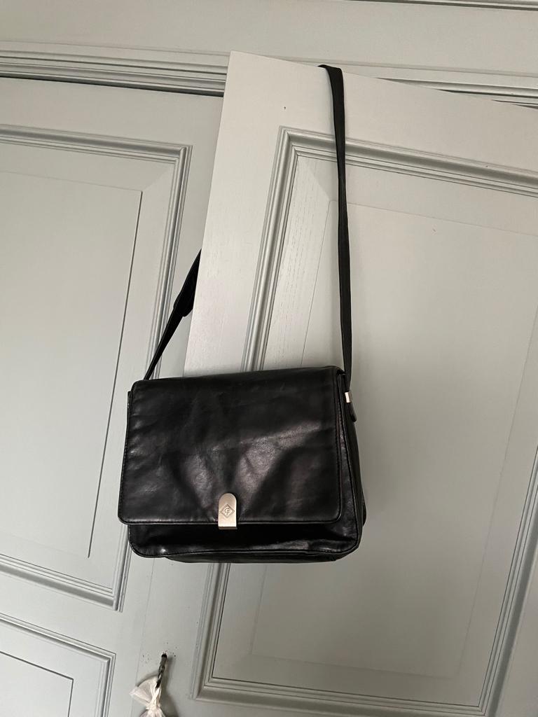 Claudio Ferrici Leren Schoudertas  - Vintage/Y2K - Tas-023, Overige merken, Gebruikt, Verzenden, Zwart