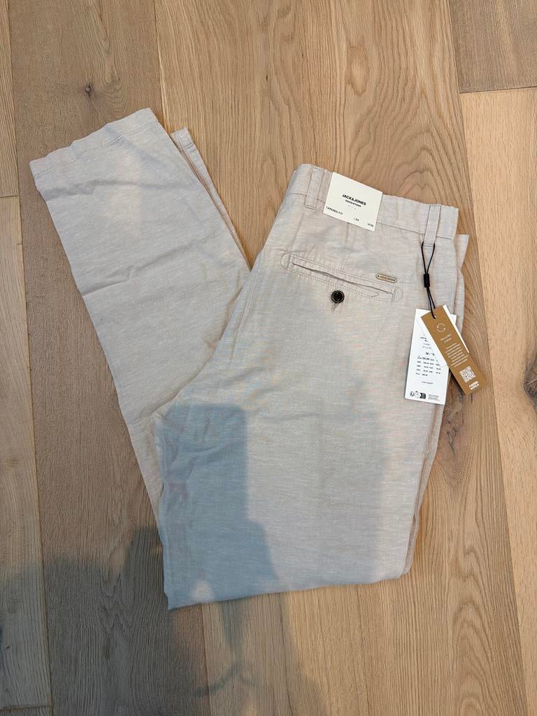 Jack & Jones Linnen Blend Broek, Ophalen of Verzenden, Nieuw, Overige maten, Beige