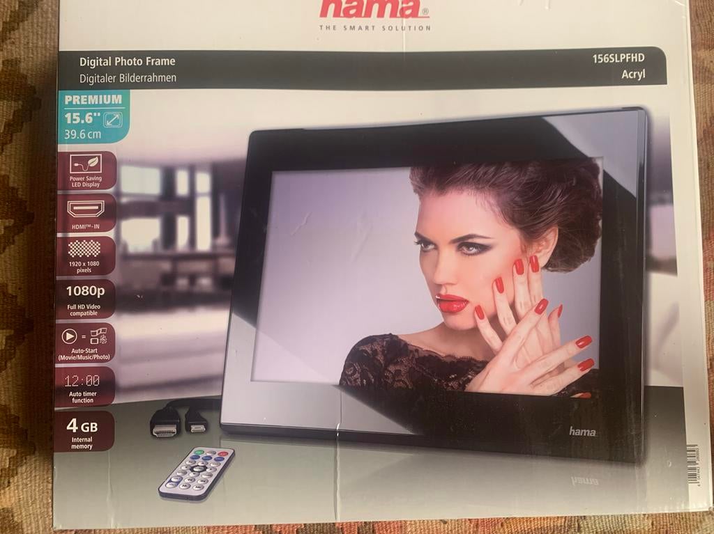 Hama digitale fotolijst 15.6 inch, Nieuw, Ophalen of Verzenden, 12 inch of groter, Afstandsbediening