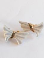 OORBELLEN 2,6x 1,5 cm goud-op-zilver met witte Parelmoer, Sieraden, Tassen en Uiterlijk, Oorbellen, Nieuw, Ophalen of Verzenden