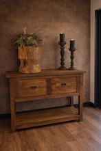 Houten sidetable met 2 lades, Huis en Inrichting, Kasten | Overige, Ophalen, Nieuw