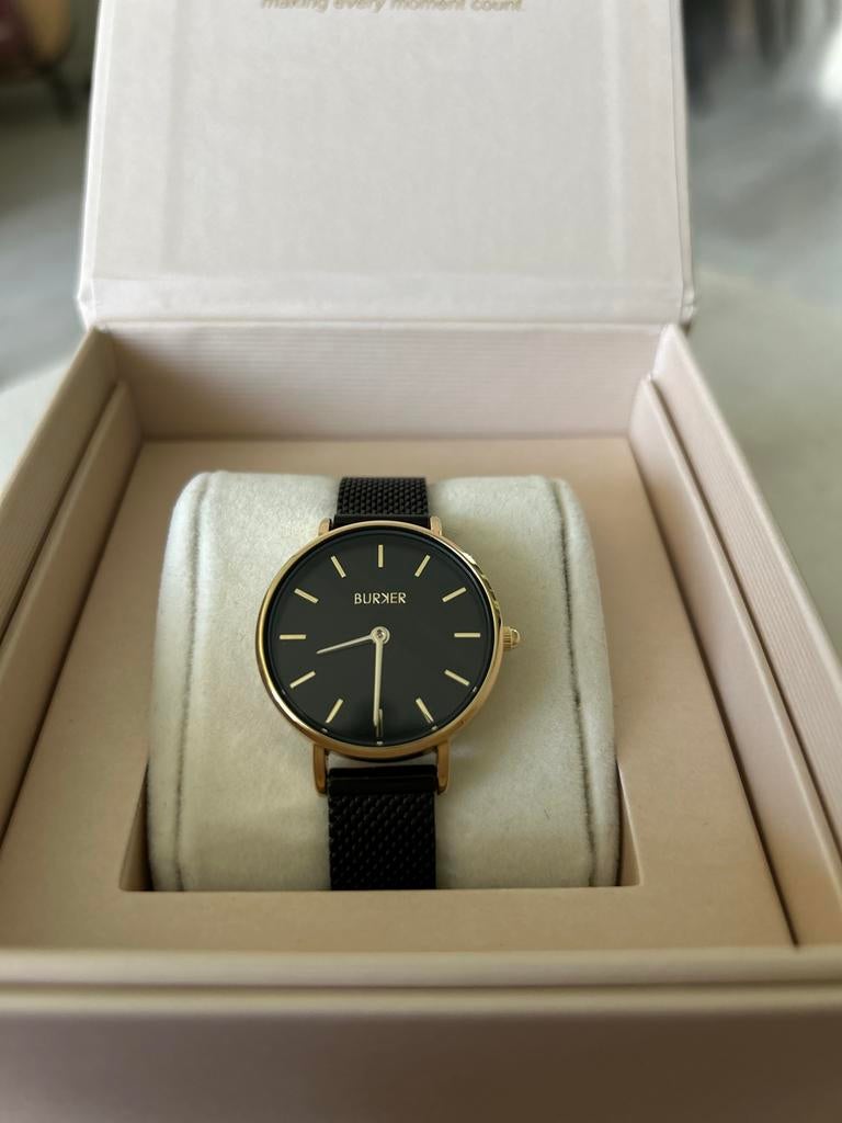 Burker Ruby petite zwart mesh horloge, Ophalen of Verzenden, Staal, Polshorloge, Overige merken