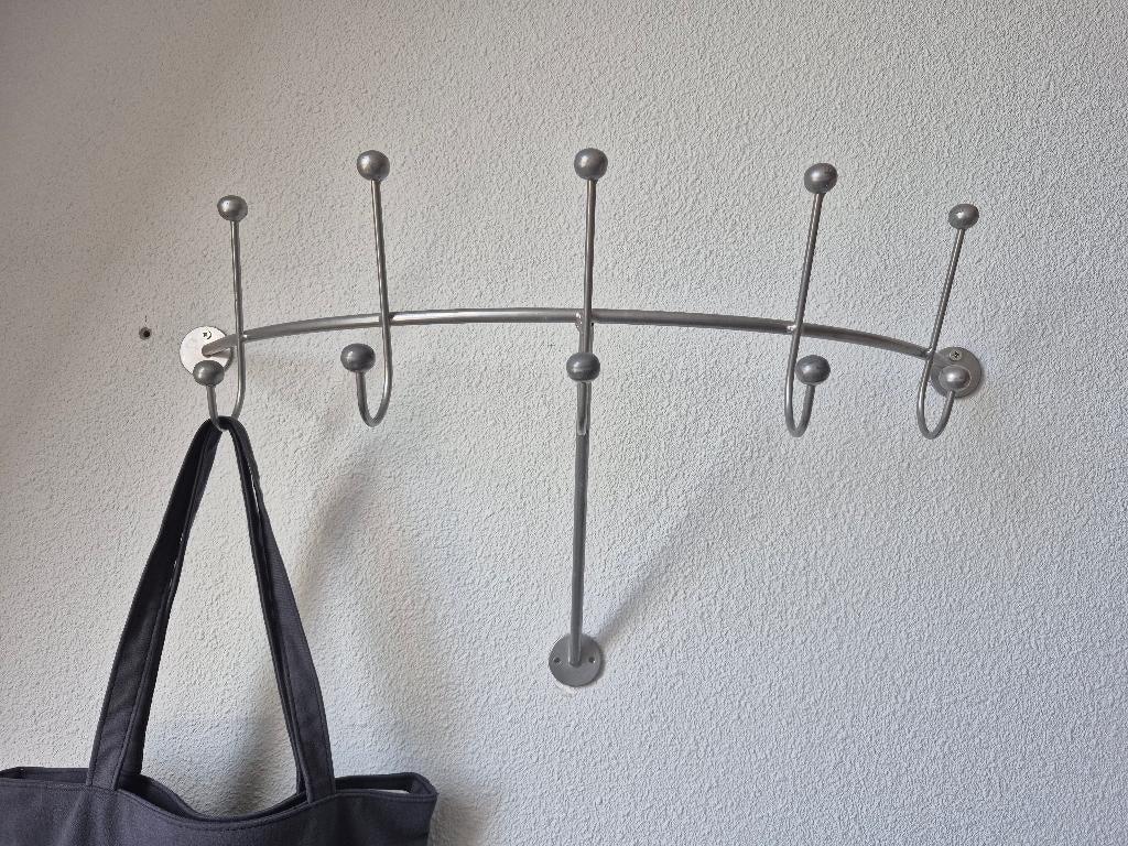 Zilveren Kapstok 10 haken 67cm breed, Wandkapstok, Gebruikt, Ophalen of Verzenden, Minder dan 100 cm