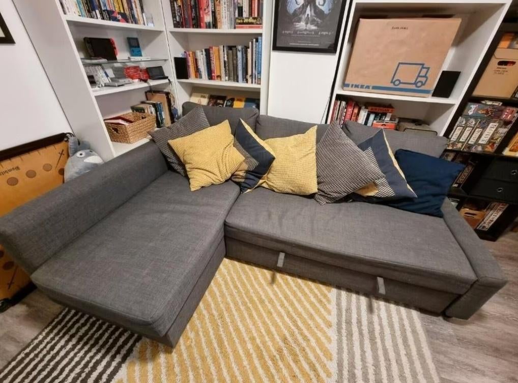 Ikea hoek slaapbank Friheten hoek links of rechts +opberger, Huis en Inrichting, Ophalen of Verzenden, Gebruikt, Tweepersoons