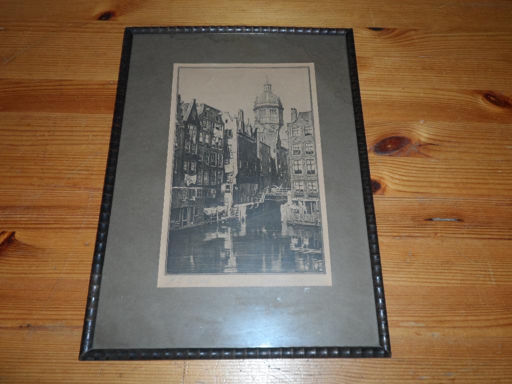 Amsterdam - oude zijds kolk, Antiek en Kunst, Kunst | Etsen en Gravures, Ophalen of Verzenden, 32 cm, 26 cm, Dagelijks leven
