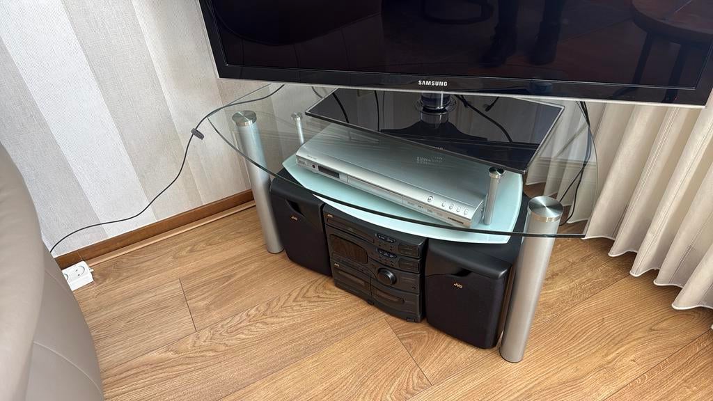 Glazen tv meubel, Ophalen, 50 tot 100 cm, Zo goed als nieuw, Minder dan 100 cm