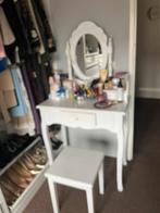 Houten kaptafel met spiegel en krukje, Gebruikt, 100 tot 150 cm, Hout, 50 tot 100 cm