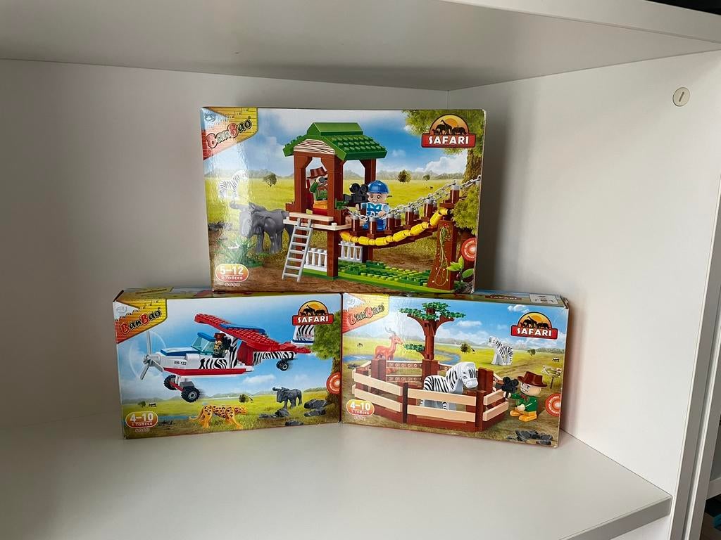Ban Bao gaaf groot pakket bouwblokjes met 3 safari sets, Ophalen of Verzenden, Gebruikt, Overige merken
