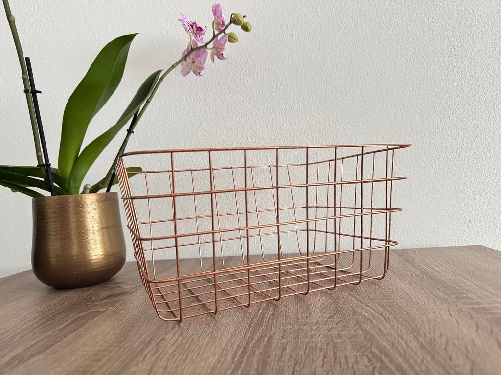 Opbergmand rosé goud, Overige materialen, Gebruikt, Mand, Ophalen of Verzenden