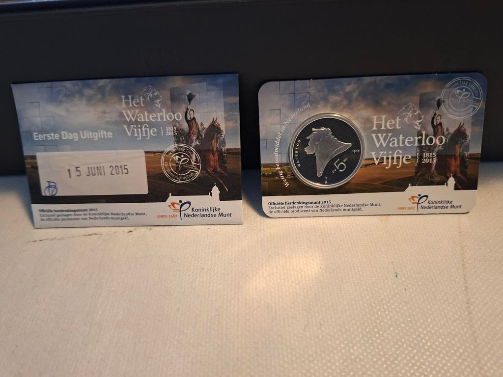 Waterloo Vijfje 2015 - Zwaar Verzilverde €5,- munt, Postzegels en Munten, Munten | Europa | Euromunten, Verzenden, Zilver, Overige landen
