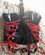 Fetisch Fantasy corset body wetlook maat S met vetersluiting, Ophalen of Verzenden, Zwart, Body of Korset