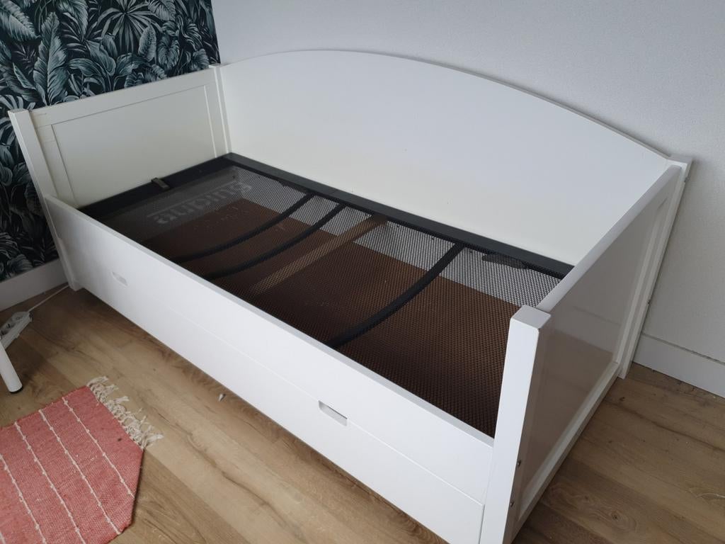 Eenpersoonsbed met Auping spiraalbodem en lade, Huis en Inrichting, Slaapkamer | Bedden, Ophalen