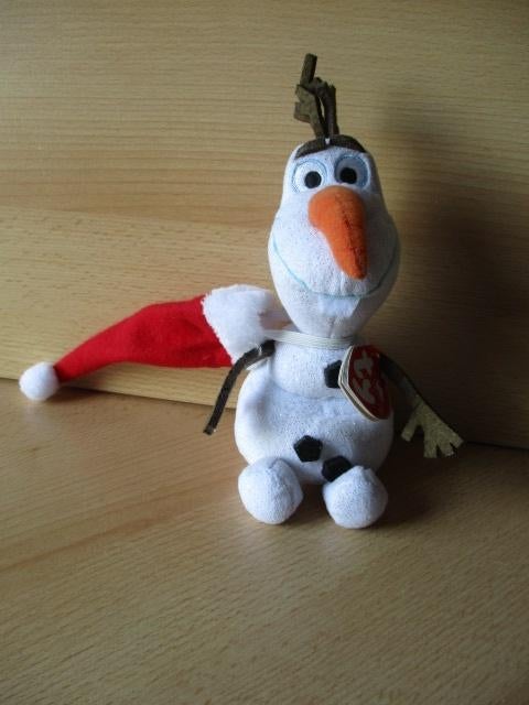 Disney Frozen Olaf beany met kerstmuts 20cm Ty Sparkle, Verzamelen, Disney, Ophalen of Verzenden, Overige figuren, Zo goed als nieuw