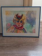 Aquarel schilderij met blauwe lijst, Ophalen of Verzenden