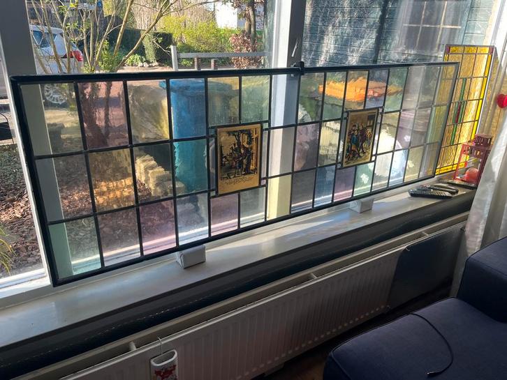 OPRUIMING, Glas in lood groot raam., Doe-het-zelf en Verbouw, Glas en Ramen, Zo goed als nieuw, Gevelraam of Ruit, 160 cm of meer