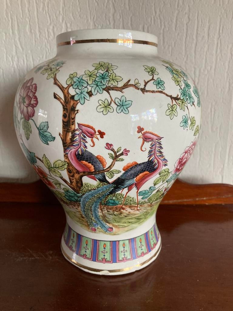 Vintage Chinese Vaas met Feniks Decoratie, Antiek en Kunst, Antiek | Vazen, Ophalen of Verzenden