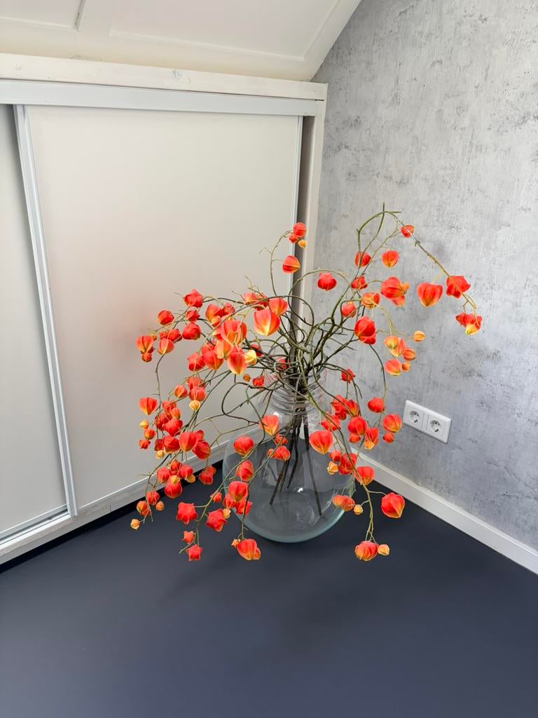 Vaas met zijden bloemen merk Fidrio, Ophalen, Overige kleuren, 50 tot 75 cm, Glas