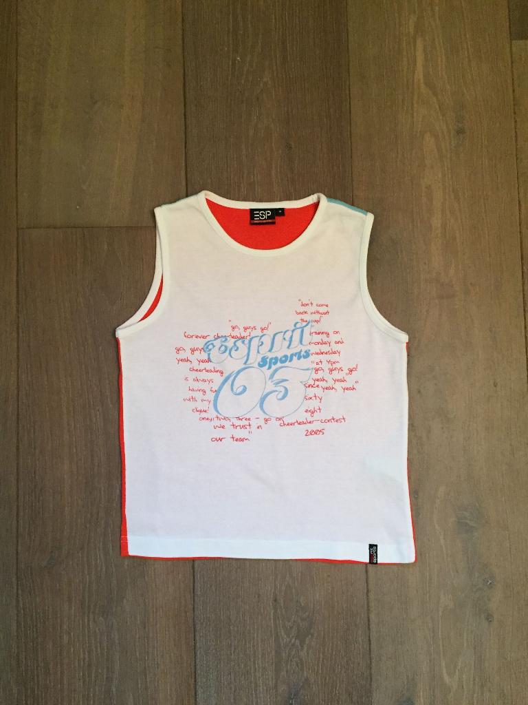 ZGAN: Esprit kort zomers topje; wit-blauw-oranje; maat 152, Kinderen en Baby's, Kinderkleding | Maat 152, Meisje, Ophalen of Verzenden