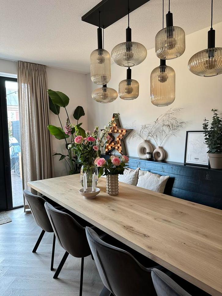 Moderne hanglampen set - 6 stuks Lucide Maloto, Huis en Inrichting, Lampen | Hanglampen, Zo goed als nieuw, 50 tot 75 cm, Glas