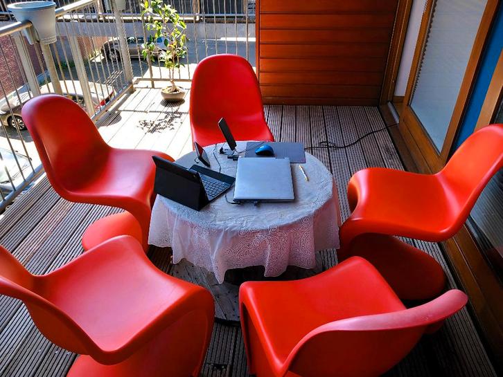 5x Panton S Chair, Oranje, Designklassieker - Breda/Sprundel, Antiek en Kunst, Antiek | Meubels | Stoelen en Banken, Ophalen