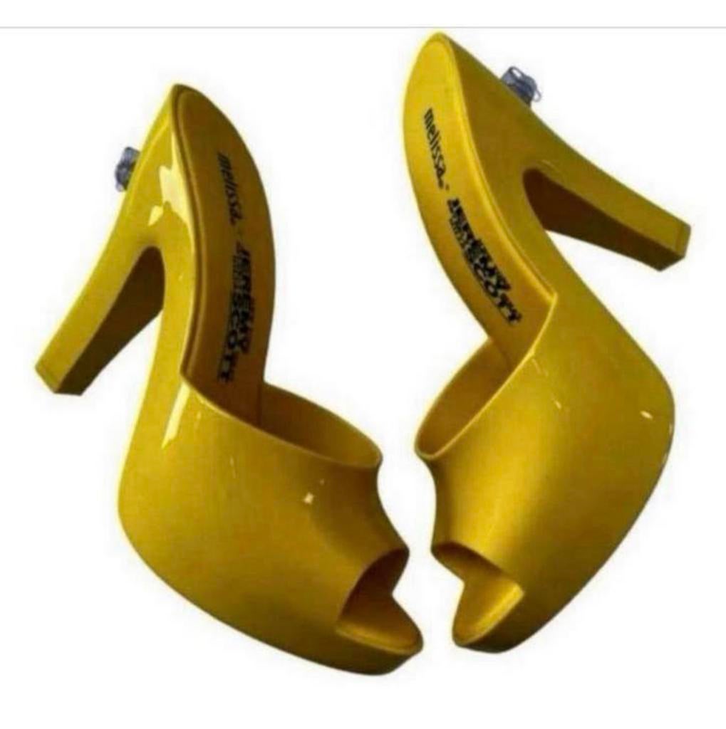 Jeremy Scott x Melissa Opblaasbare Gele hakken pumps 38, Pumps, Geel, Ophalen of Verzenden, Zo goed als nieuw