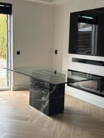 Vintage Artedi Zwart Marmeren Eettafel, Huis en Inrichting, Tafels | Eettafels, Overige materialen, Travertin japandi vintage marmeren natuursteen