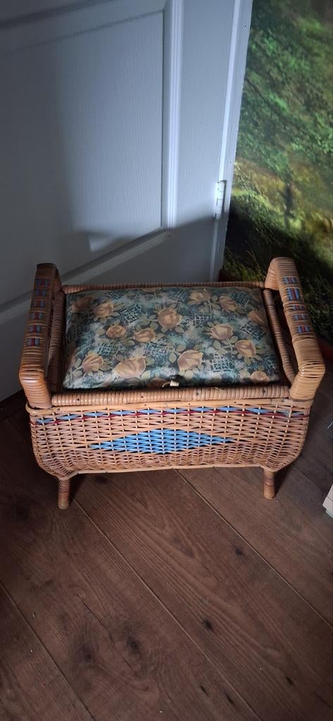 Jaren 60 rotan naaimand, Huis en Inrichting, Woonaccessoires | Kisten, Ophalen, Minder dan 50 cm, Gebruikt, 50 tot 100 cm