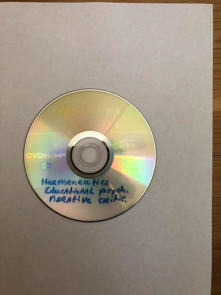 Educational psychology, Hermeneutics, Narrative Criticism, Computers en Software, Beschrijfbare discs, Zo goed als nieuw, Dvd