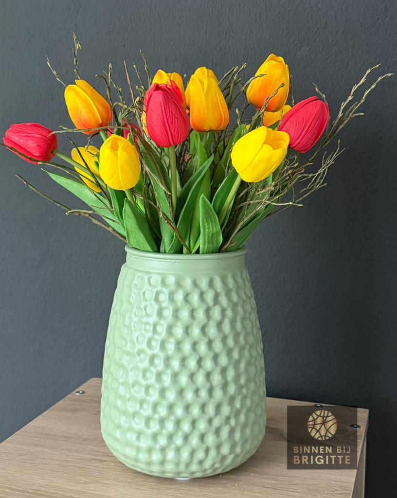 Decoratie tulpen, Binnen, Groen, Kunstbloem, Nieuw