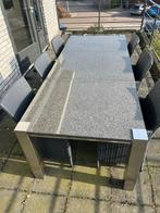 Prachtige granieten tuintafel 240 x 100 met 6 stoelen, Ophalen, Zo goed als nieuw, Rechthoekig, Overige materialen