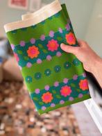 Stof groen roze lila bloemen jaren 70 stof vintage, 120 cm of meer, Nieuw, Ophalen of Verzenden, Katoen