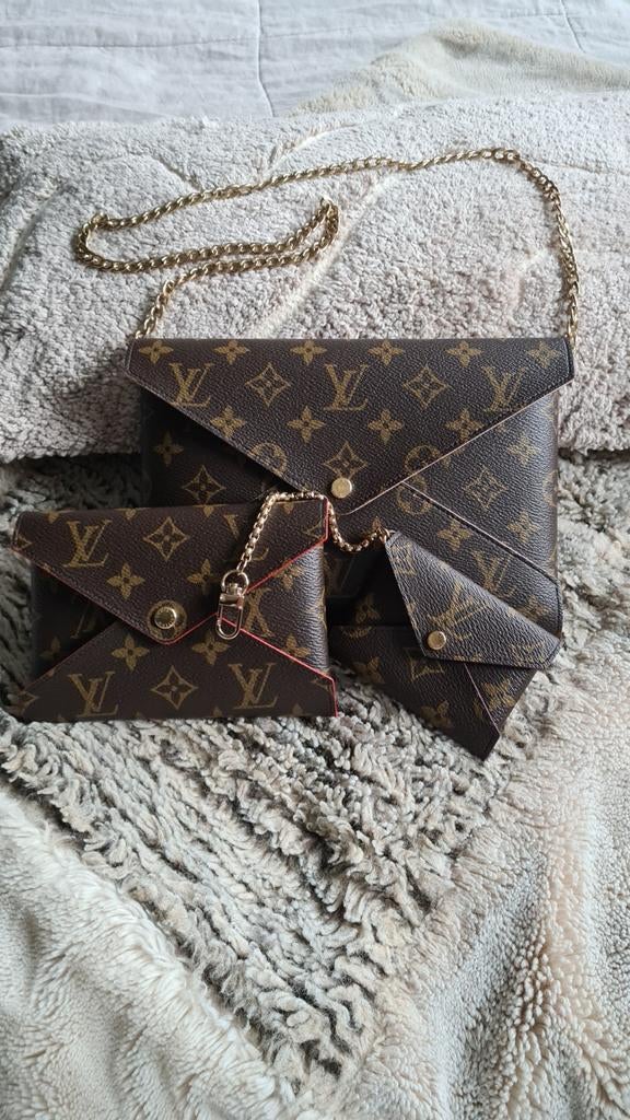 Louis Vuitton Kirigamie Pouchette Set. Origineel, Ophalen of Verzenden, Zo goed als nieuw, Bruin, Handtas