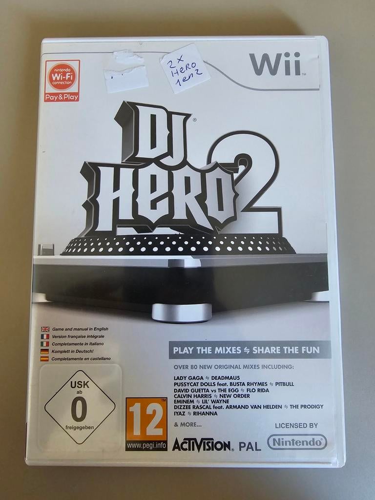 Nintendo Wii game DJ Hero 1 + 2, Spelcomputers en Games, Muziek, 1 speler, Ophalen of Verzenden, Zo goed als nieuw