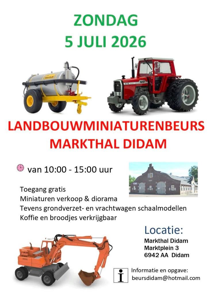 Landbouwminiaturenbeurs 5 juli 2026 Didam Britains Siku, Ophalen, Tractor of Landbouw, Britains