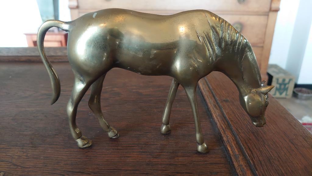Zeer mooie Paarden beeld messing vintage retro, Ophalen, Zo goed als nieuw, Overige soorten