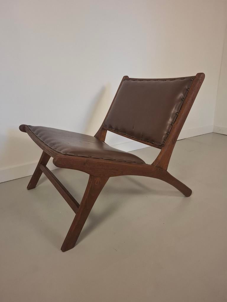 Vintage fauteuil design stoel jaren 70 lounge stoel, Ophalen of Verzenden, Leer, 50 tot 75 cm