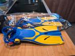 Kinderzwemvliezen - Maat 27-31 - Blauw/Geel, Watersport en Boten, Snorkelen, Ophalen, Zo goed als nieuw, Snorkelvinnen